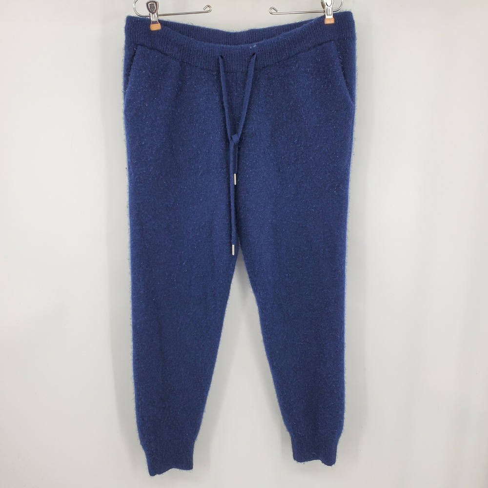 Quince 100% Cashmere Sweatpants Navy Blue Joggers Knit Pants Large Lounge Winter
